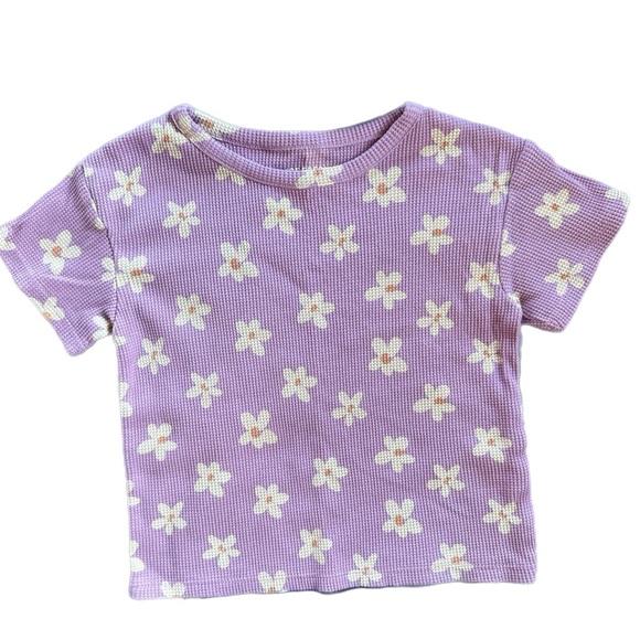 Oshkosh Girls Jeans & Waffle Knit Floral Short Sleeve Tee Shirt 3T - Picture 2 of 5